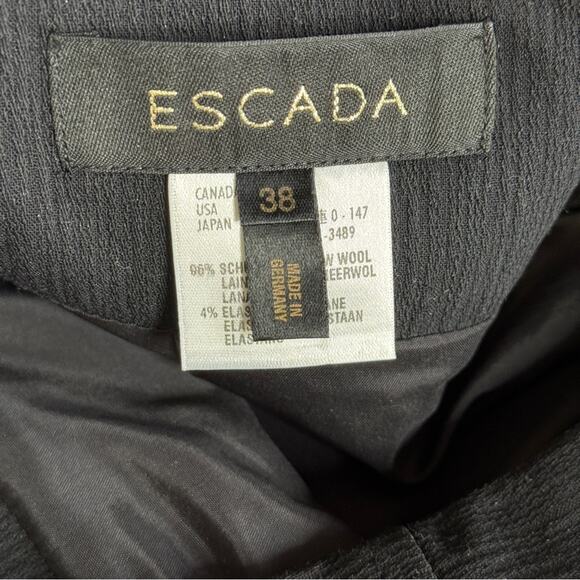 ESCADA Wool Black Blazer Skirt Suit Set Size 8/10 - Picture 12 of 14